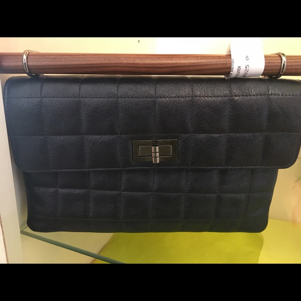 Chanel wood handle clutch